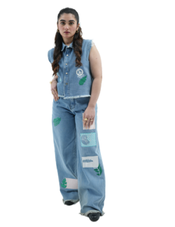 flamingo ripped wide leg denim