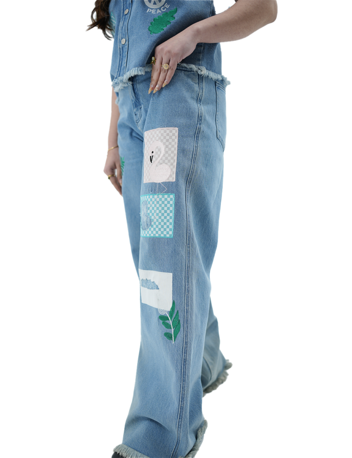 ripped and patched denim