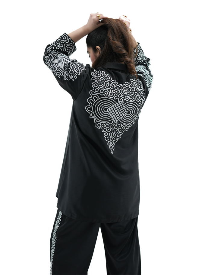 black embroidery cord set