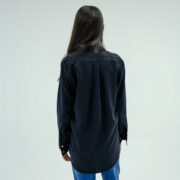 navy blue button up shirt