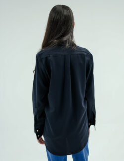 navy blue button up shirt