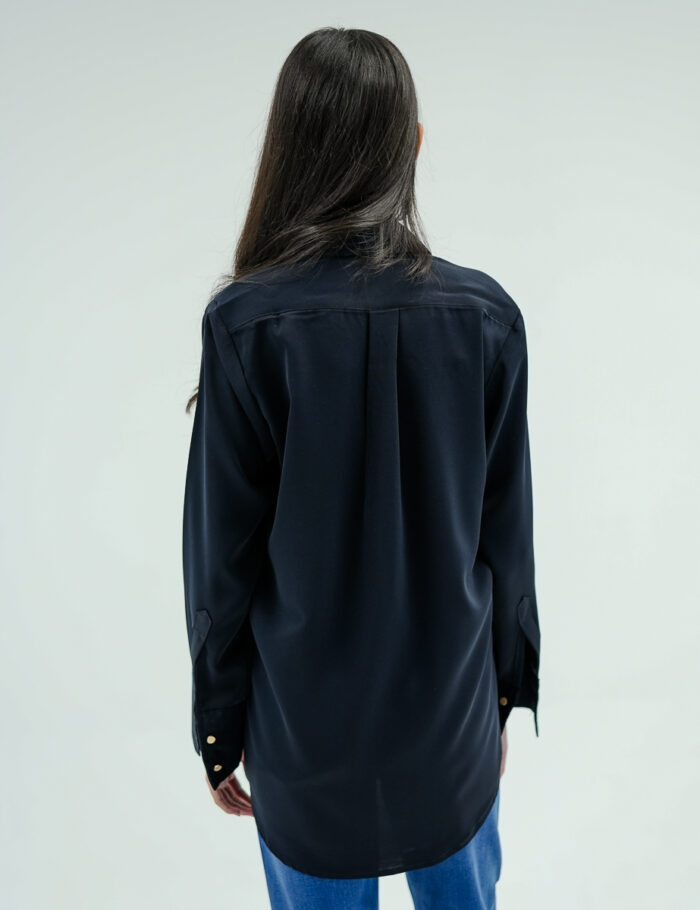 navy blue button up shirt