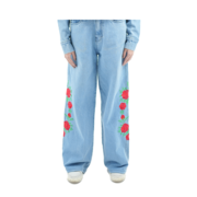 embroidery wide leg jeans