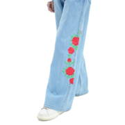 stone wash embroidery jeans